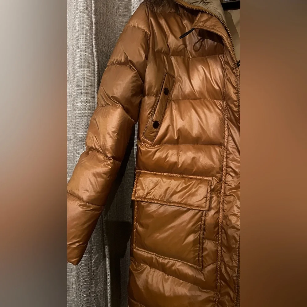 Moncler Copper/Brown Puffer Coat with Fur lined Hood - Picture 4 of 8